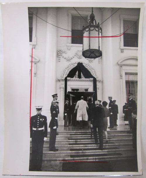 People Entering Black-Draped Entrance to White House to Pay their Respect to the Body of John F. Kennedy