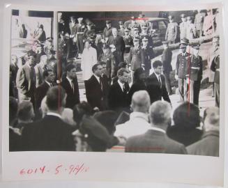 Sargent Shriver, Robert Kennedy, Jacqueline Kennedy, Edward Kennedy Walking Toward Right