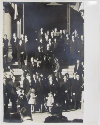 Kennedy Family Standing on Sidewalk in Front of St. Matthew's Cathedral