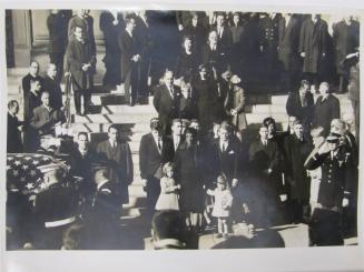 Kennedy Family Standing on Sidewalk in Front of St. Matthew's Cathedral
