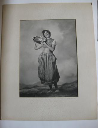 Girl Holding Basket of Flowers