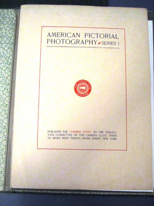 American Pictorial Photography, Series One, Camera Club of New York Portfolio Title Page
