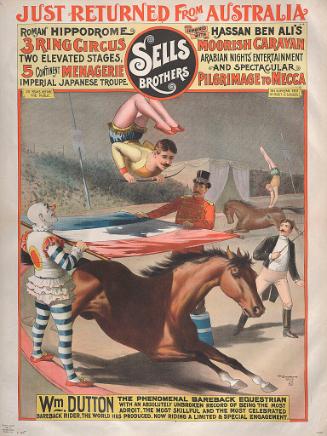 Sells Bros. & Hassan Ben Ali's Moorish Caravan: William Dutton Bareback Equestrian