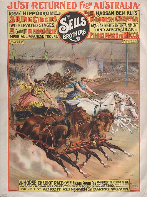 Sells Bros. & Hassan Ben Ali's Moorish Caravan: 4 Horse Chariot Race