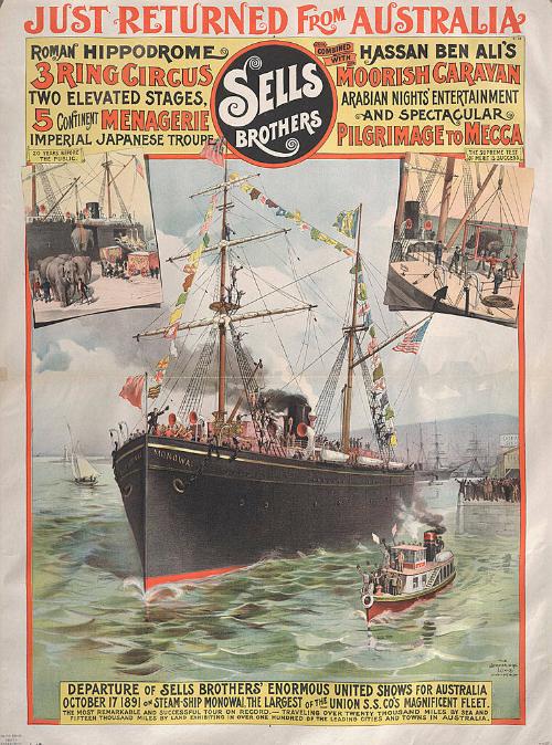 Sells Bros. & Hassan Ben Ali's Moorish Caravan: Departure of Sells Bros. Enormous United Shows for Australia