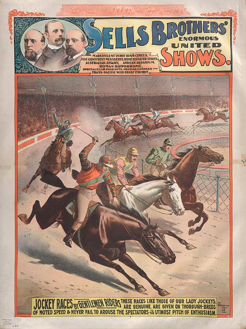 Sells Bros. Enormous United Shows: Jockey Races by Gentlemen Riders