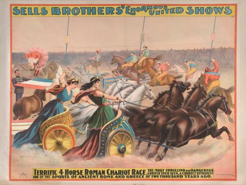 Sells Bros. Enormous United Shows:Roman Chariot Race