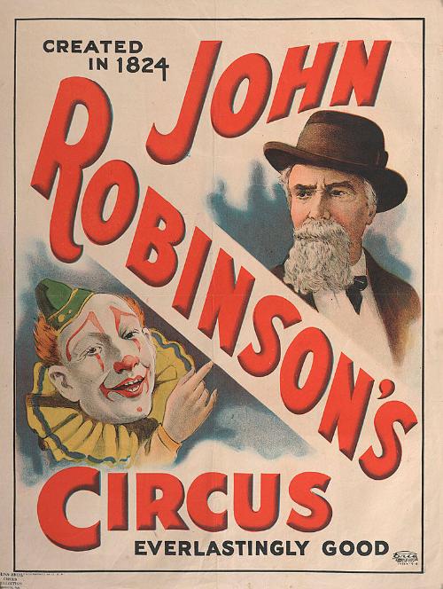 John Robinson's Circus: Girl Sits On Elephant Trunk