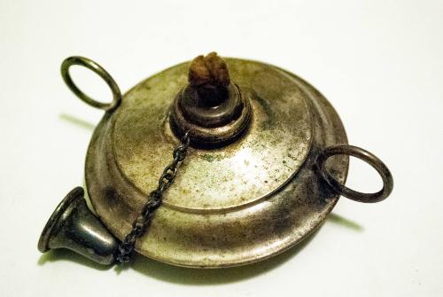 Silver Oil Lamp with Wickhat