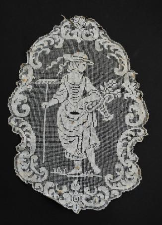 Lace Doily With Woman Holding Rake