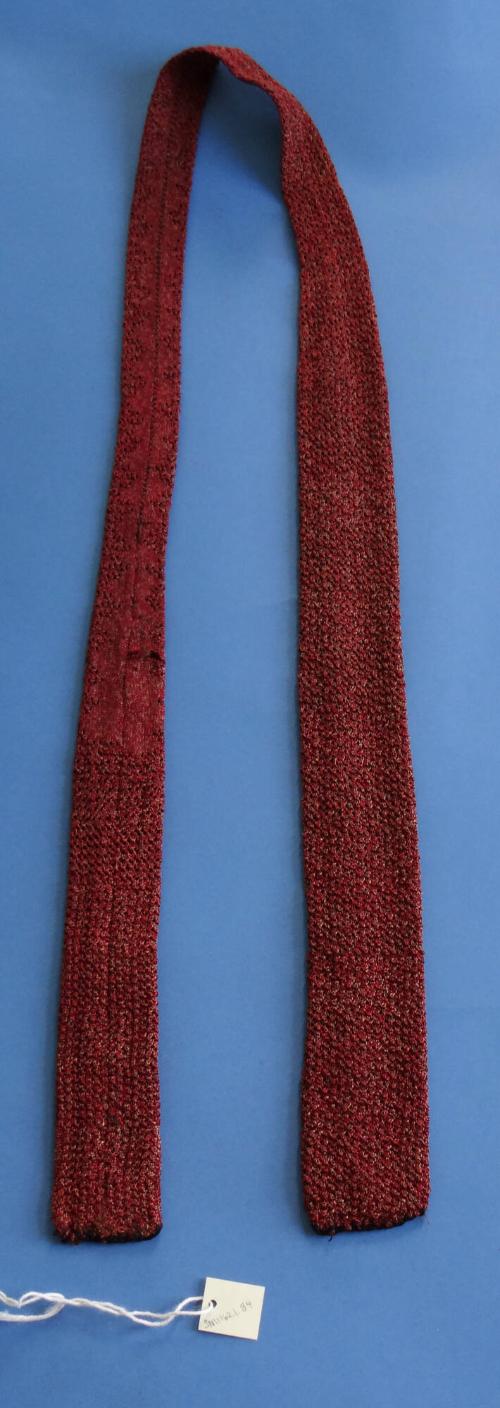 Brown and Red Crochet Knit Silk Tie