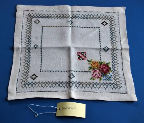 Rose Embroidered White Linen Napkins and Tablecloth