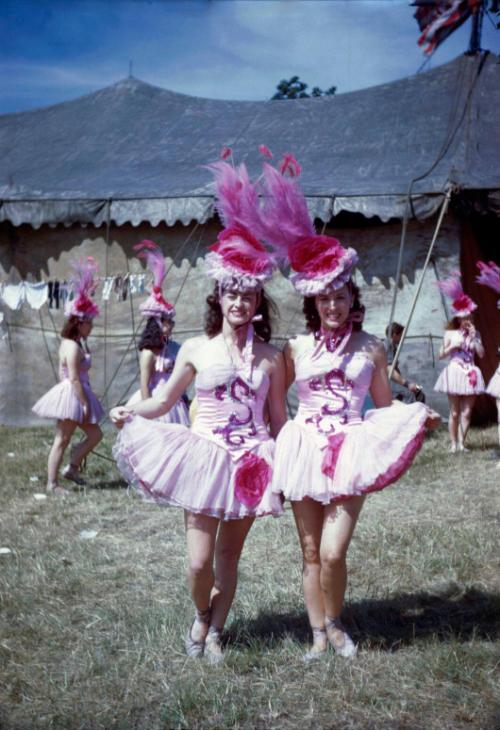 Two Ladies in Pink Costumes