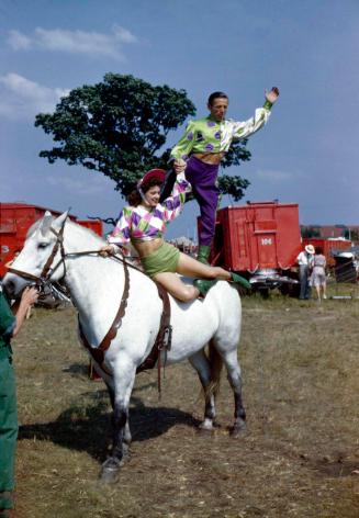 Ernestine Clarke and Guistino Loyal on Horseback
