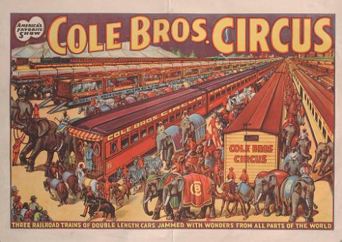 Cole Bros.: Three Railroad Trains of Double Length Cars