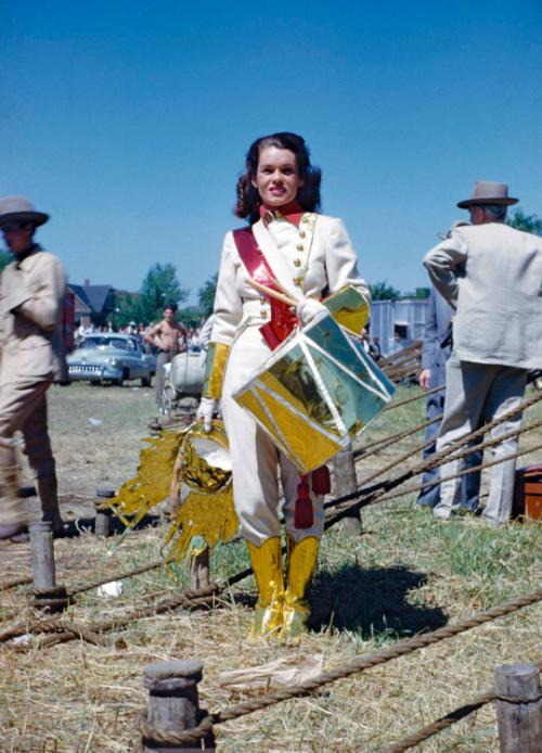 Bonnie Kernan in Costume with drum