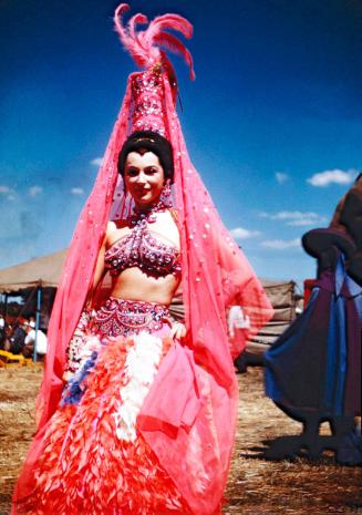 Female Performer in Pink Ruffled Costume