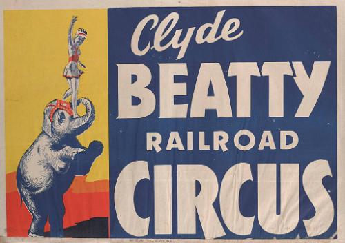 Clyde Beatty: Girl on Elephant Trunk