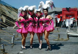 aura Mae McKenzie; Marion Seifert; Rusty Parent; Dolly Jahn Copeland in pink costumes