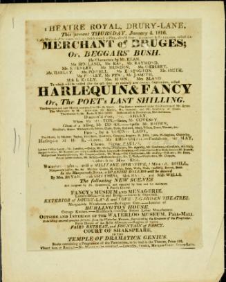 Handbill for Theatre Royal, Drury Lane. January 4, 1816