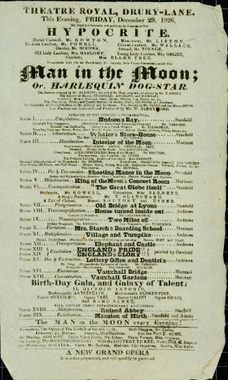 Handbill for Theatre Royal, Drury Lane. December 29, 1826