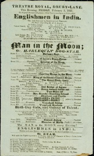 Handbill for Theatre Royal, Drury Lane. February 2, 1827