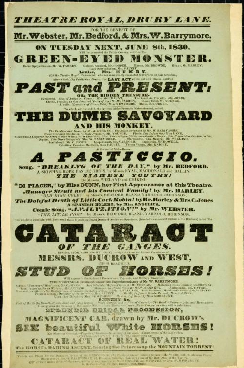 Handbill for Theatre Royal, Drury Lane. June 30, 1830