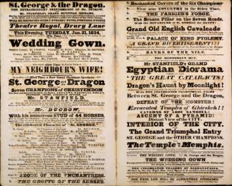Double page Playbill for Theatre Royal, Drury Lane. January 21, 1834