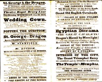 Double page Playbill for Theatre Royal, Drury Lane. January 22, 1834