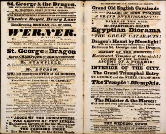 Double page Playbill for Theatre Royal, Drury Lane. January 27, 1834