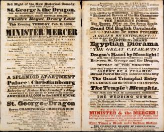 Double page Playbill for Theatre Royal, Drury Lane. February 11, 1834