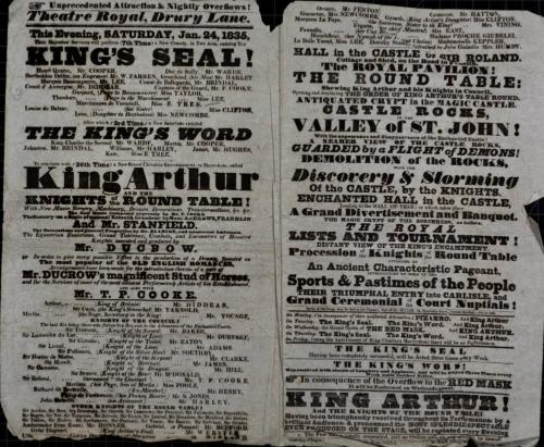 Double page Playbill for Theatre Royal, Drury Lane. January 24, 1835
