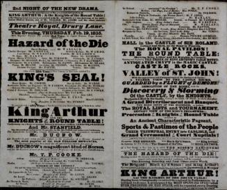 Double page Playbill for Theatre Royal, Drury Lane. February 19, 1835