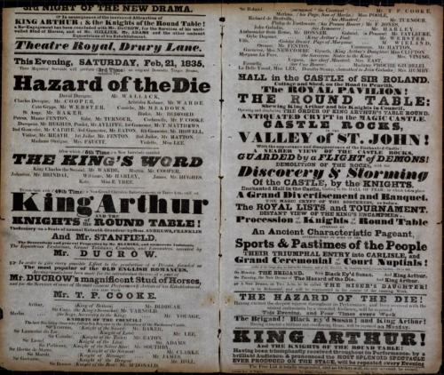 Double page Playbill for Theatre Royal, Drury Lane. (date)