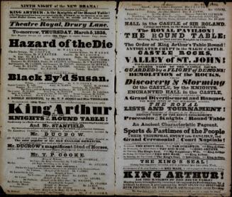 Double page Playbill for Theatre Royal, Drury Lane. March 5, 1835