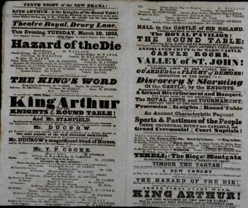 Double page Playbill for Theatre Royal, Drury Lane. March 10, 1835