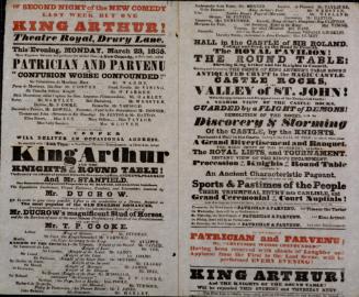 Double page Playbill for Theatre Royal, Drury Lane. March 23, 1835