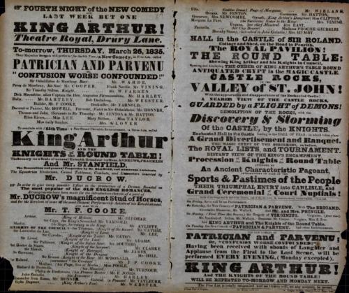 Double page Playbill for Theatre Royal, Drury Lane. March 26, 1835