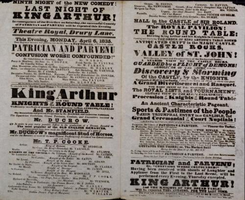 Double page Playbill for Theatre Royal, Drury Lane. April 6, 1835