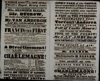 Double page Playbill for Theatre Royal, Drury Lane. November 15, 1838