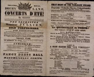 Double page Playbill for Theatre Royal, Drury Lane. August 25,26,27,28, 1841