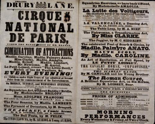 Double page Playbill for Theatre Royal, Drury Lane. February 5-7, 1849