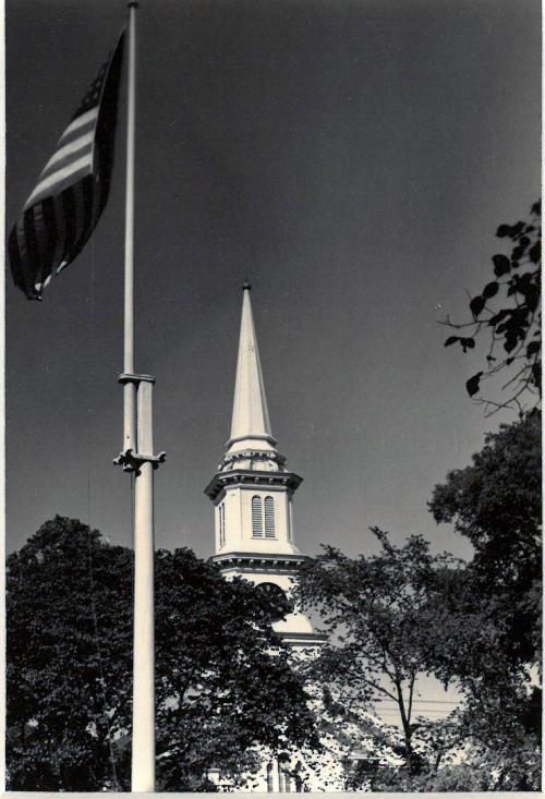 Church steeple and flagpole, Falmouth