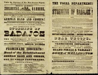 Playbill for Royal Surrey Zoological Gardens. July 30- August 1, 1849