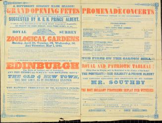 Playbill for Royal Surrey Zoological Gardens. May 1, 1845