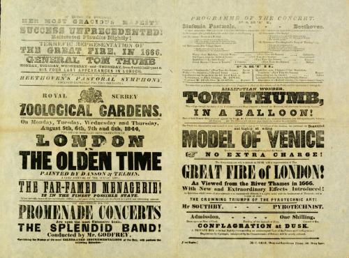 Playbill for Royal Surrey Zoological Gardens. August 5,6,7,8 1844