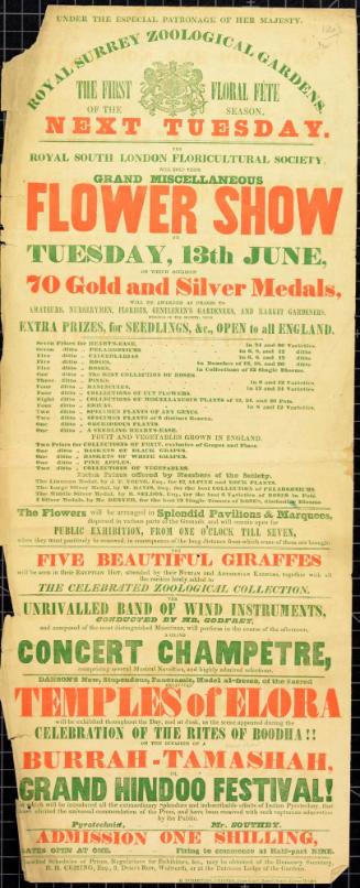 Playbill for Royal Surrey Zoological Gardens. June 13, 1843