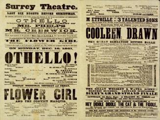 Double Page Playbill for Surrey Theatre. December 16, 1861