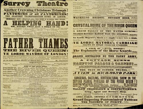 Double page Playbill for Surrey Theatre. January 17, 1859