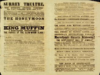 Double page Playbill for Surrey Theatre. January 23, 1854
